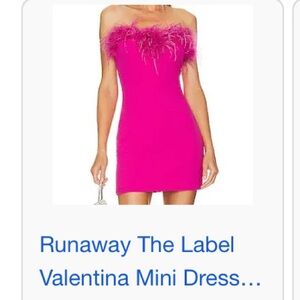 Runaway The Label Hot Pink Feather-Trim Strapless Mini Dress